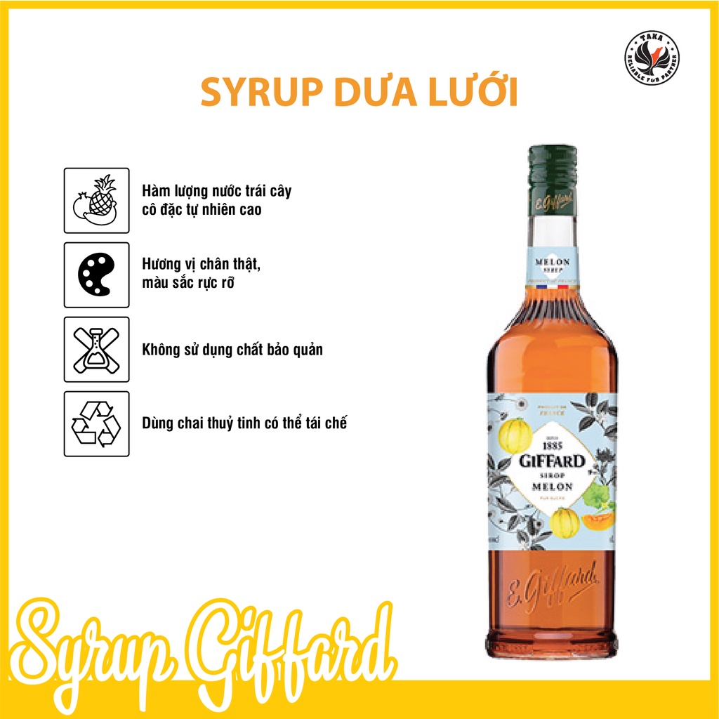 Siro Giffard dưa lưới chai 1 lít. Hàng công ty có sẵn giao ngay