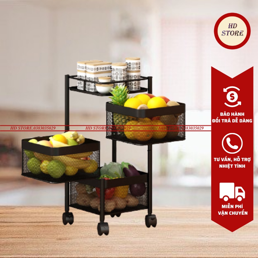 🆓 Kệ Đa Năng  Kệ Sắt Vuông Xoay - 3 TẦNG - Chất Liệu Thép Không Gỉ Có Bánh Xe Di Chuyển Hàng Xuất Khẩu