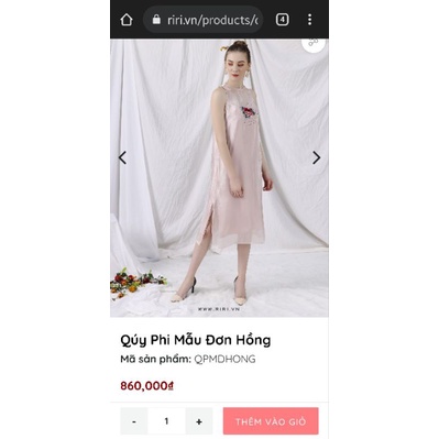 Váy quý phi mẫu đơn hồng RIRI