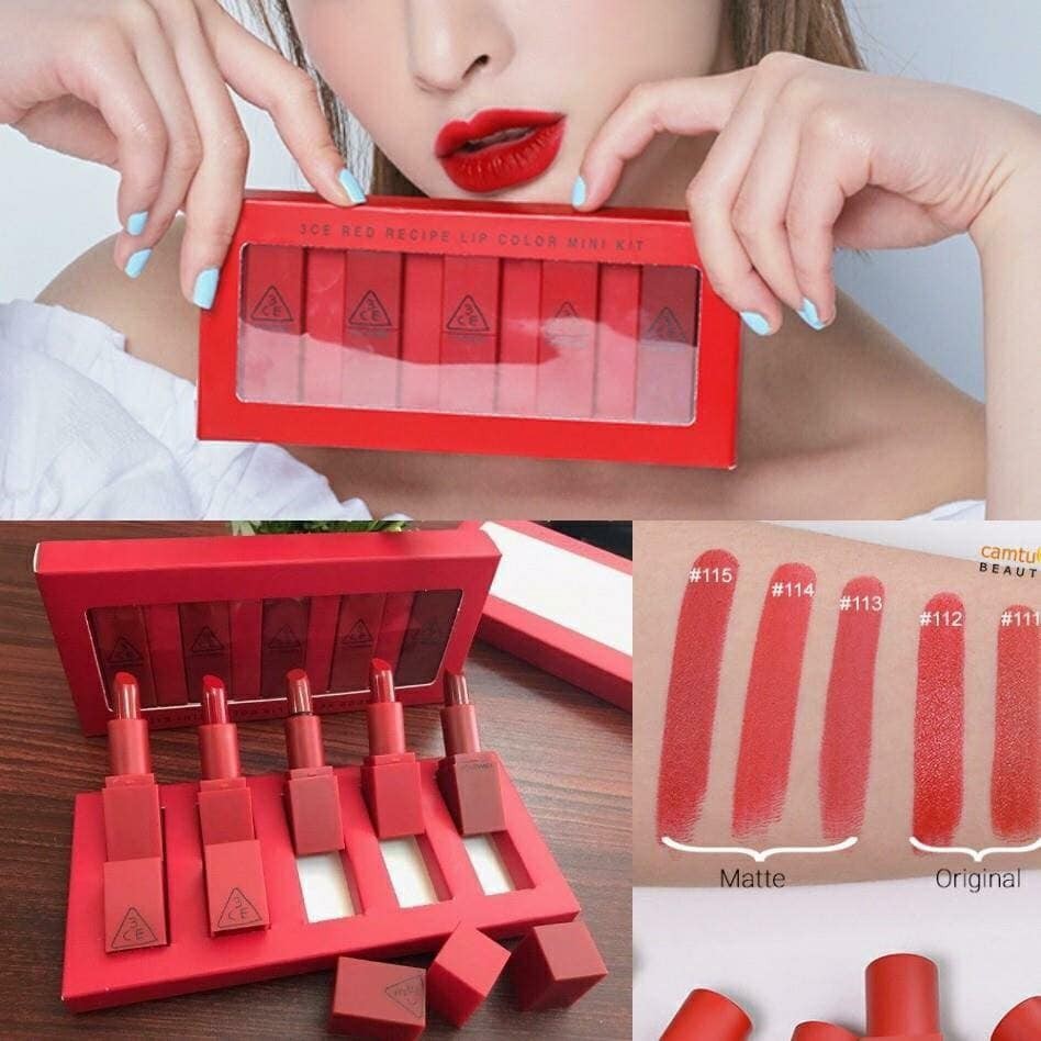 Set 5 Thỏi Son 3CE Red Recipe Mini Lip Kit