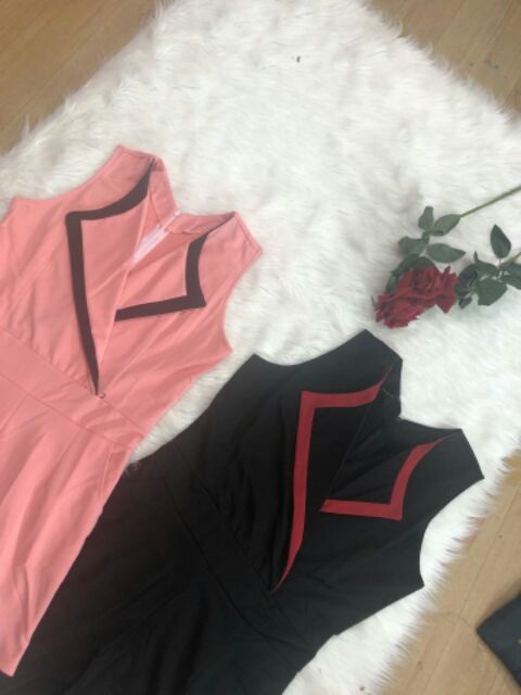 Jump suit cổ bẻ phối viền - Jump suit đùi