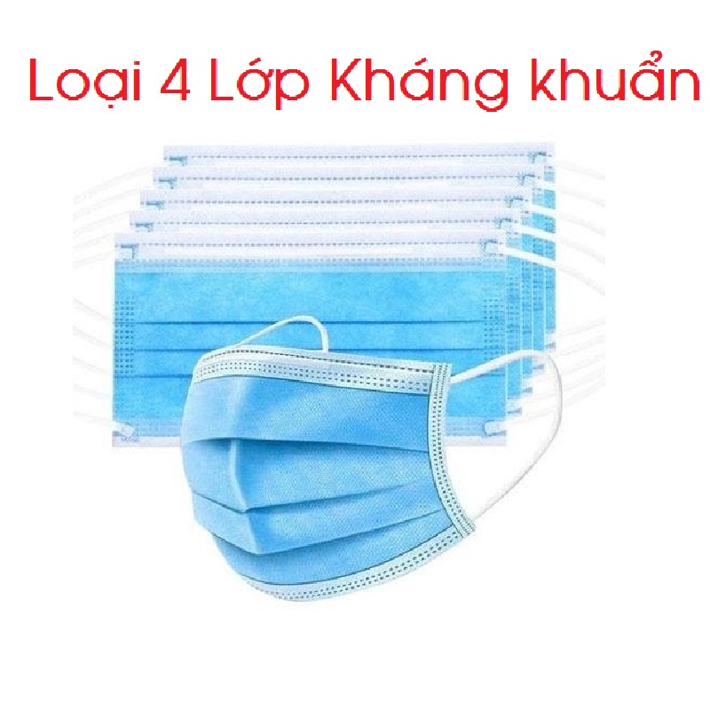 Khẩu Trang Y Tế 4 Lớp, Khẩu Trang Chống Giọt Bắn dày dặn, 4 lớp khử khuẩn.