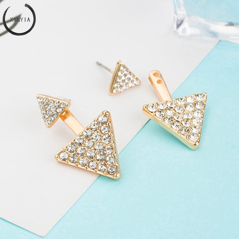 Khuyên tai hình tam giác đính đá thanh lịch cho nữ