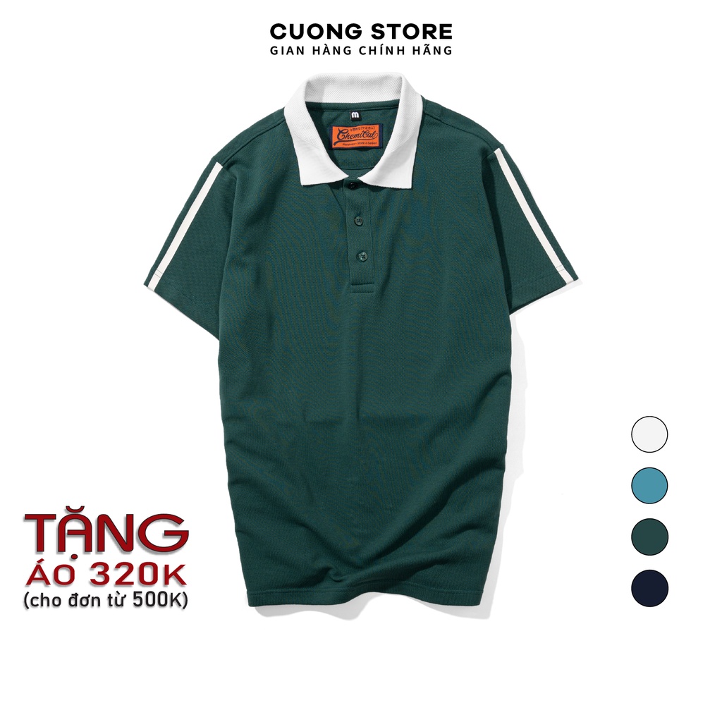 Áo thun Polo nam phối sọc thể thao 4 màu CHEMICAL 2012068 vải Cotton cao cấp - CUONG STORE