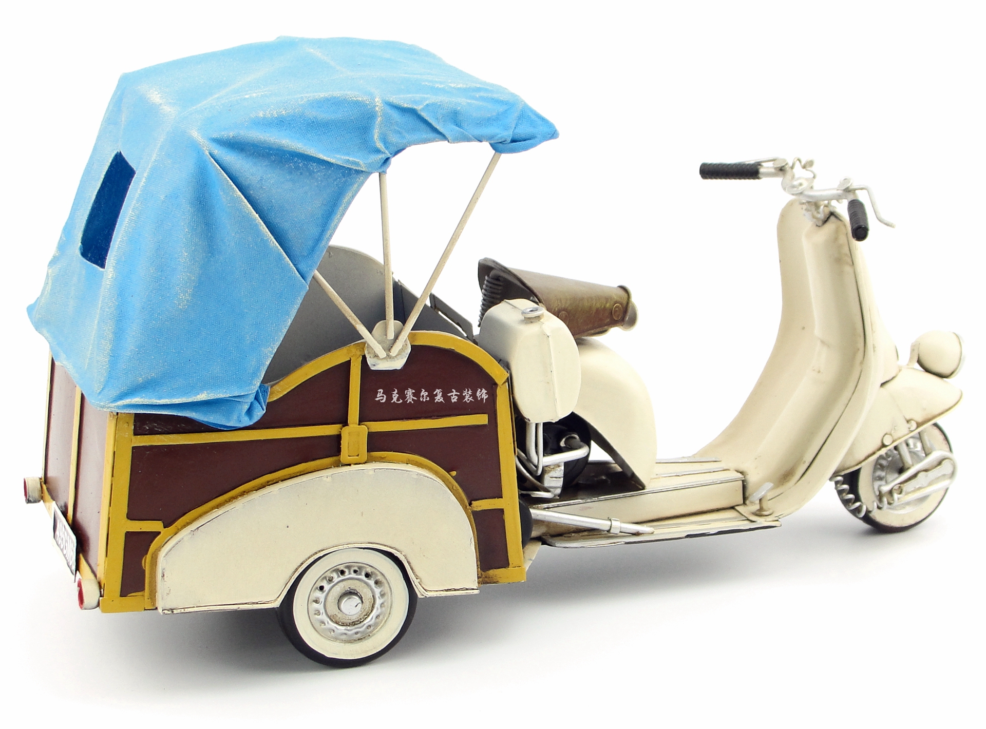 Retro hoài cổ handmade sắt vespa Piaggio với mái hiên ba bánh đạp xe mô hình quà sinh nhật nữ