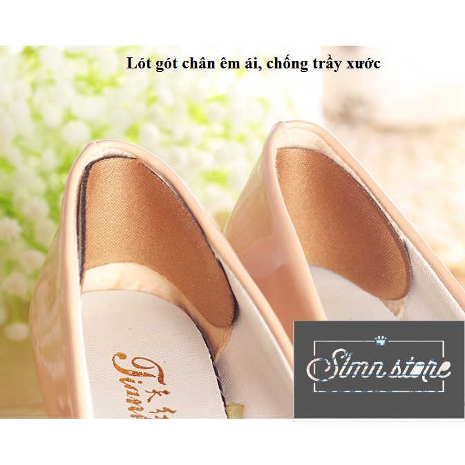 Bộ 2 miếng lót giày bảo vệ gót sau chống trầy và trượt khi mang giày cao gót, giày búp bê. Slmn_LGOT