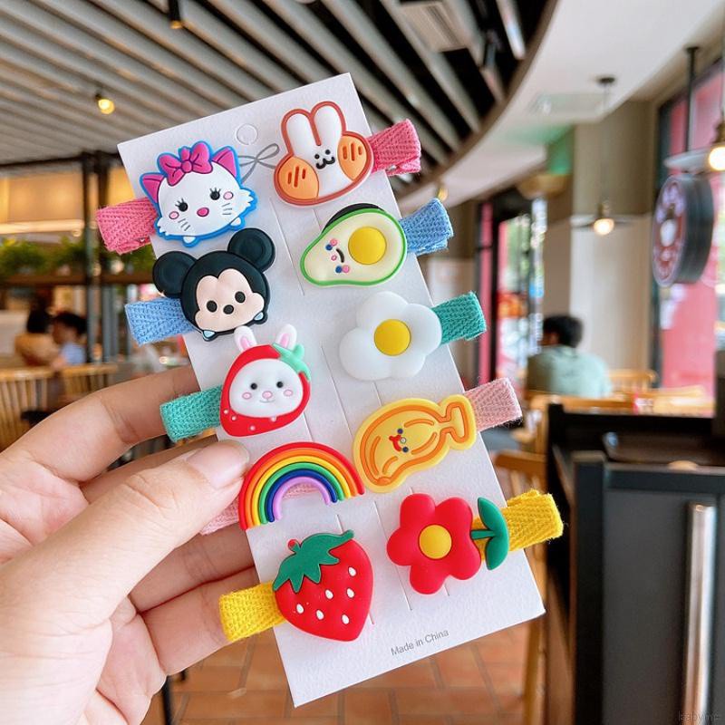 Bộ 10 Kẹp Tóc Trang Trí Hình Hoạt Họa Dễ Thương Dành Cho Bé Gái