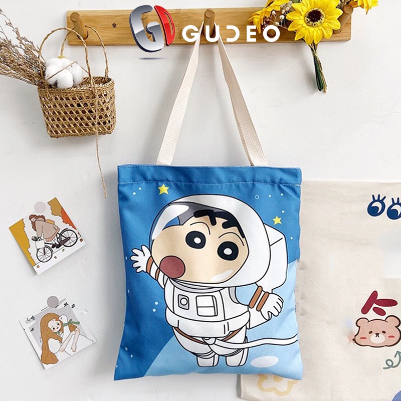 Túi vải canvas đeo chéo tote giá rẻ đẹp đi học đi chơi GD 09 GUDEO