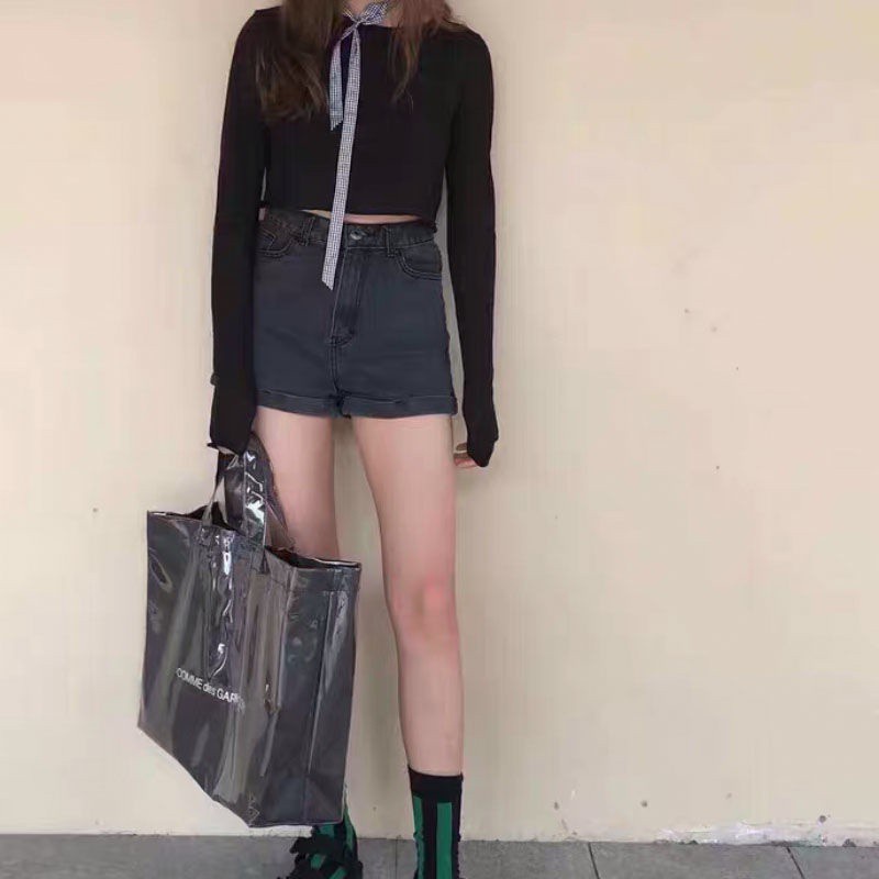 Túi Xách Mua Sắm Bằng Giấy Kraft Màu Đen Cho Nữ