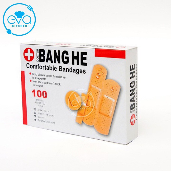 Hộp 100 Miếng Băng Keo Cá Nhân Dán Vết Thương 4 Size Tiện Lợi  Comfortable Bandages