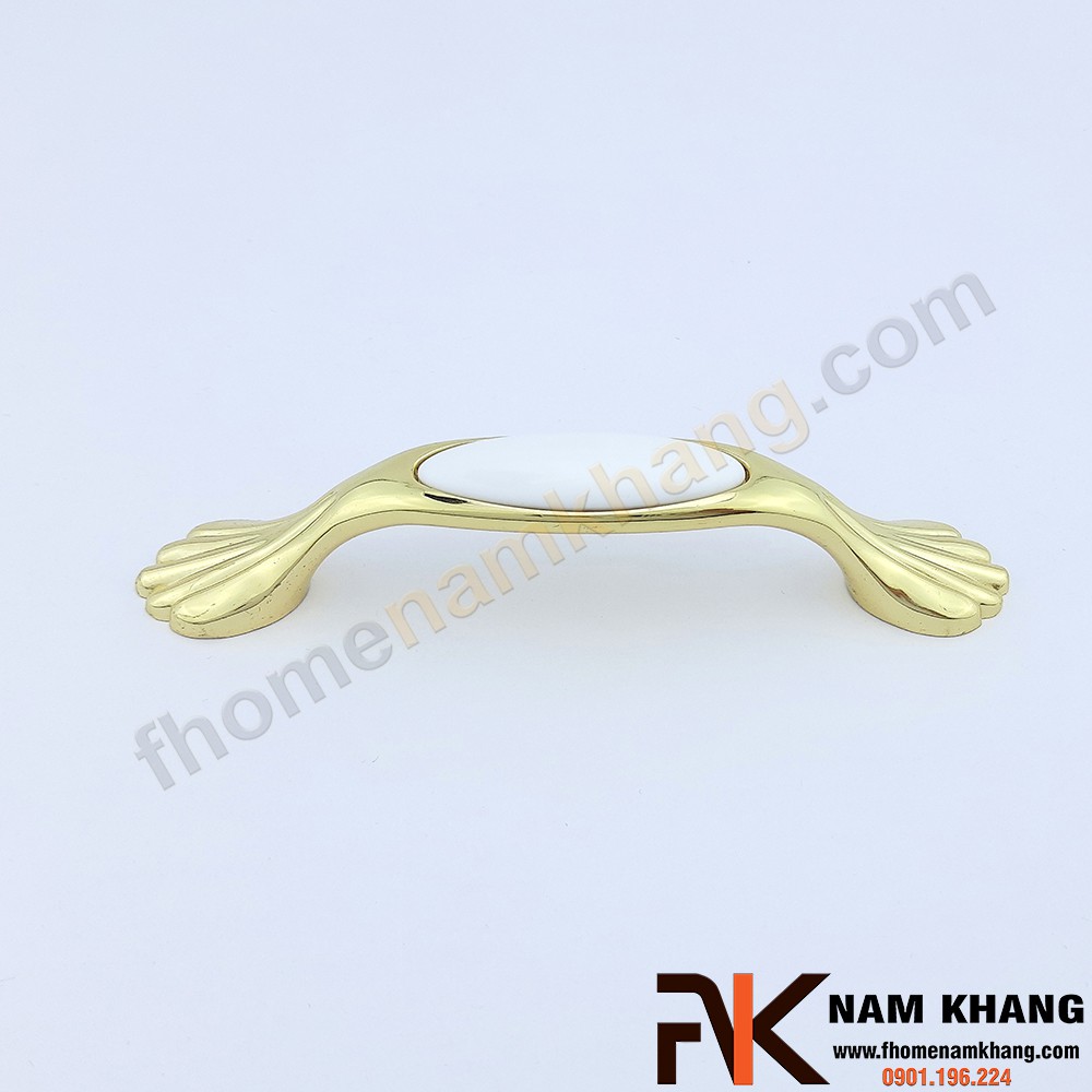 Tay nắm cửa tủ bếp bằng sứ trắng mạ vàng NK019-TV2 (Màu Vàng)