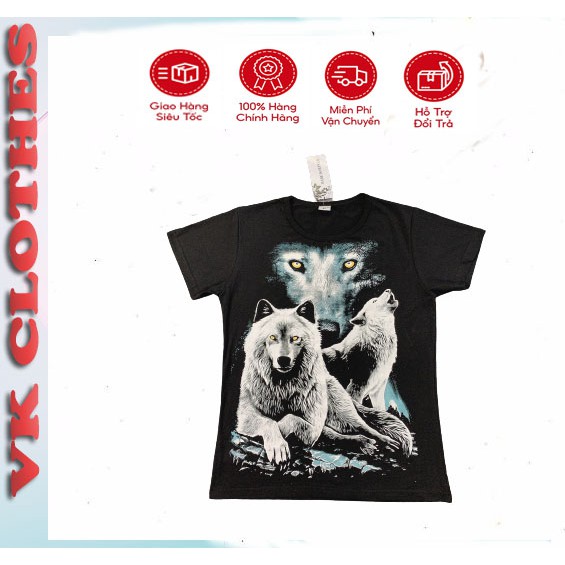 Áo Phông Nam In Hình 3D Sói Trắng Chất Thun Mát Mẻ - AP03 - Shop VK_Clothes