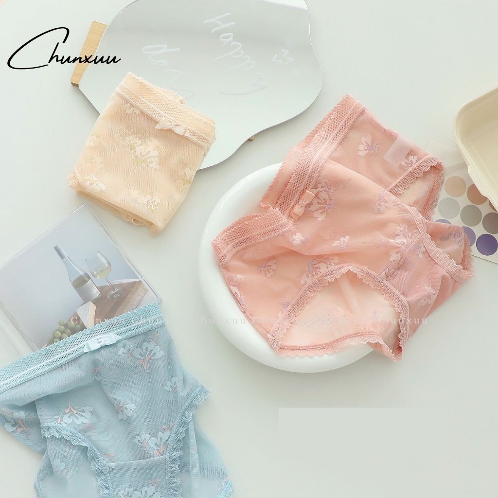 Quần lót nữ ren gấm cao cấp CHUNXUU, họa tiết hoa thiết kế cạp lưới mềm mại thông thoáng - QC71