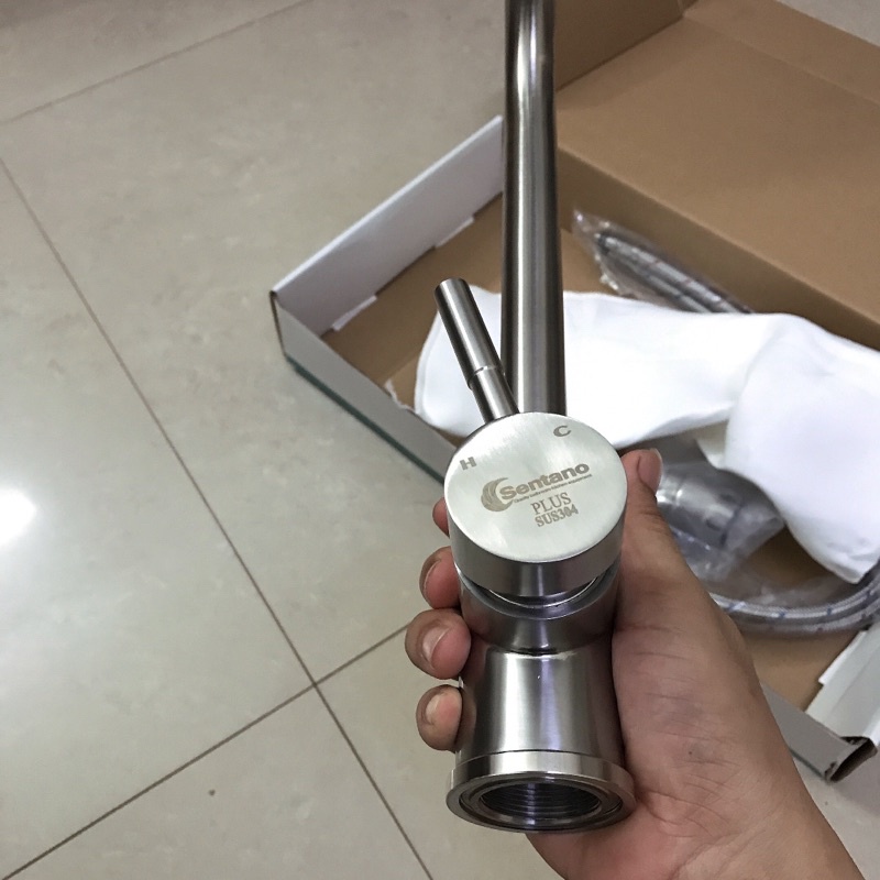 [DÒNG PLUS CAO CẤP] Vòi rửa chén Nóng Lạnh inox 304 cao cấp Không gỉ sét SENTANO STN-402 PLUS Xoay 360 tiện lợi