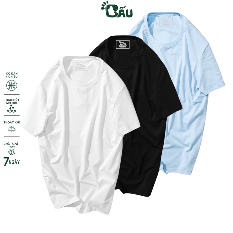 Áo thun nam trơn GẤU 194 unisex cổ tròn tay ngắn vải coton co dãn, dày dặn - form regular fit - TRON COTON
