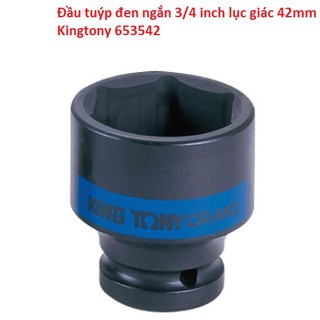 Đầu tuýp đen ngắn 3/4 inch lục giác 42mm Kingtony 653542
