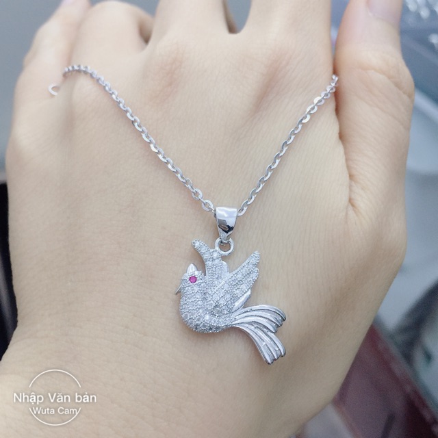 Dây chuyền hình con chim bạc thật mạ vàng trắng (xi kim)