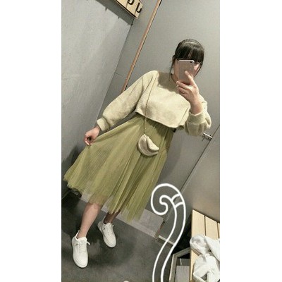 Set áo len váy tutu công chúa