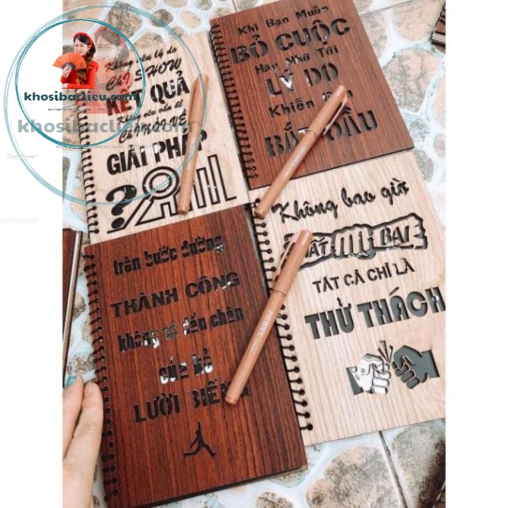Sổ Tay Bìa Gỗ Khắc Chữ - Tạo Động Lực.