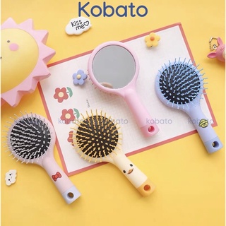 Lượt chải tóc kèm gương, Lược massage gỡ gối tóc hoạt hình nhiều màu xinh xắn LMBG042