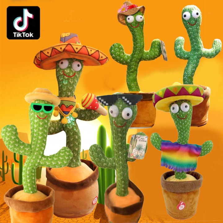 Dancing Cactus Xương Rồng Nhảy Múa Phát Nhạc Và Ghi Âm Giọng Nói Dancing Cactus Cactus Plush Toys ( tặng kèm pin )