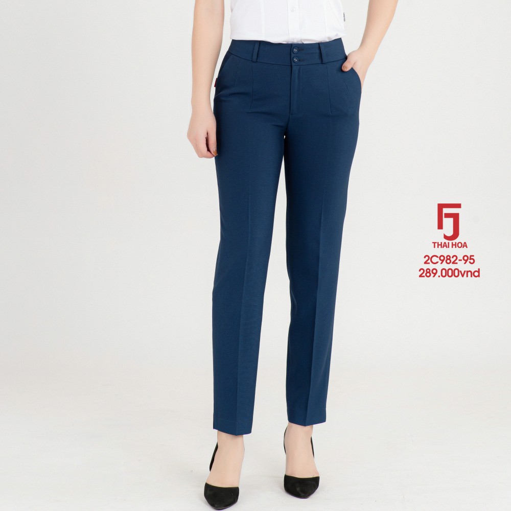 Quần tây nữ công sở 9 tấc màu xanh bigisize đẹp trơn Thái Hoà 2c982-95-01