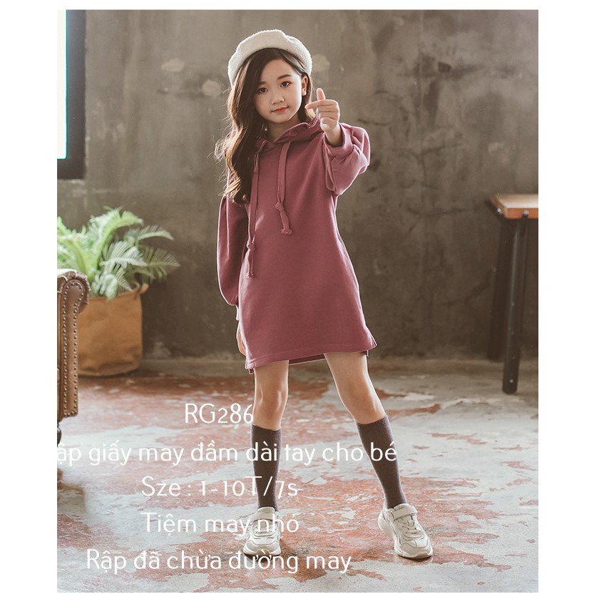 RG286_Rập giấy may đầm đôi mùa đông cho mẹ và bé