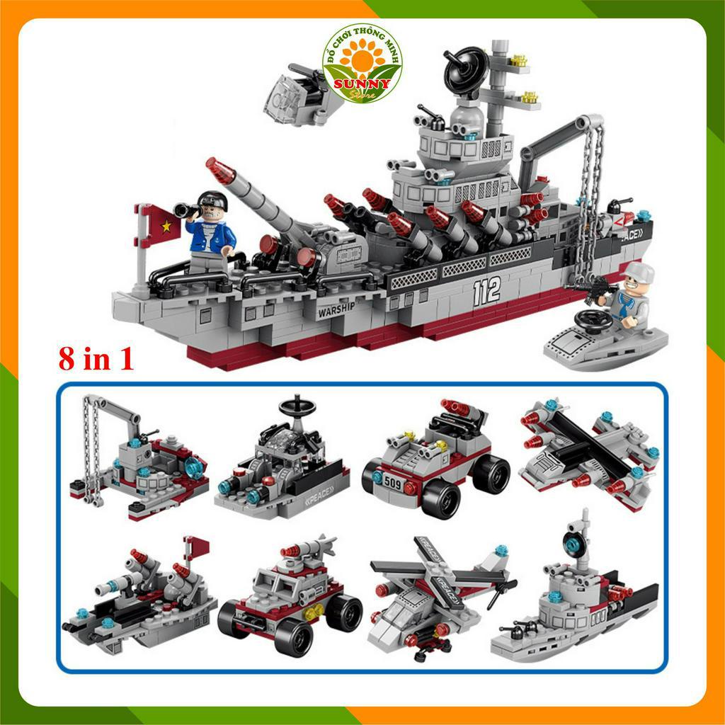 Đồ chơi lắp ghép mô hình 3D Tàu chiến hải quân - Hai biến thể  - Kích thước: 32-45cm - 540-1000pcs - Bé Trai - Sunny