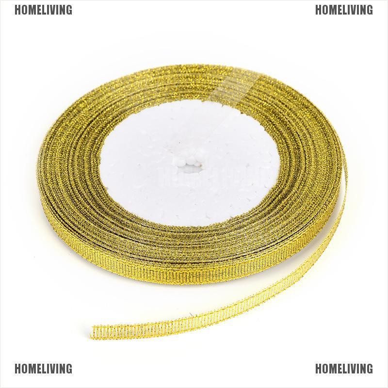 Cuộn Dây Ruy Băng Lụa Satin Màu Vàng / Bạc 25 Yards Dùng Trang Trí Giáng Sinh DIY