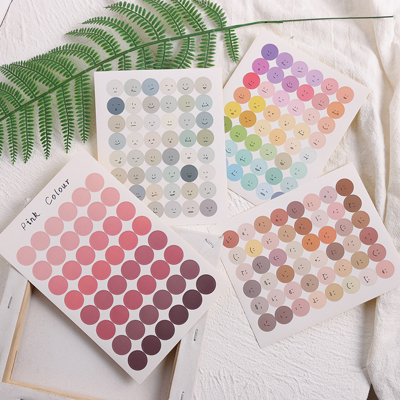 Sticker Nhãn dán hình dạng tròn dùng trang trí sổ, ghim bảng tiện dụng
