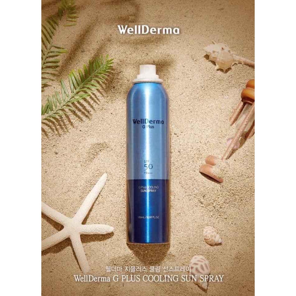 [ AUTHENTIC - Freeship ] Xịt chống nắng Wellderma G Plus Cooling Sun Spray SPF 50Pa++++