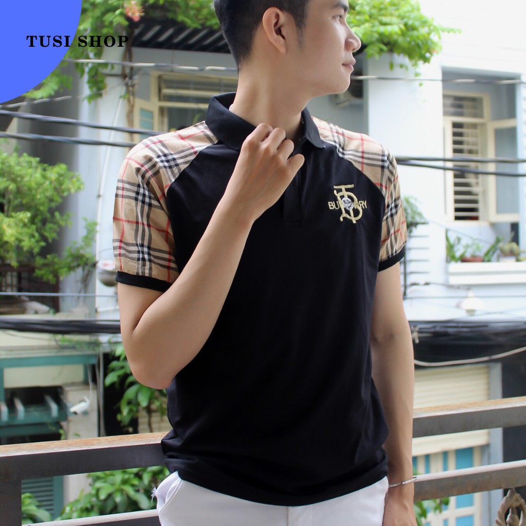 [SIÊU GIẢM GIÁ] Áo thun tay ngắn cổ trụ, áo cổ bẻ nam nữ thiêu chữ burberri | BigBuy360 - bigbuy360.vn