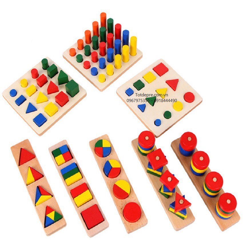 Bộ giáo cụ Montessori 8 món đồ chơi gỗ cao cấp