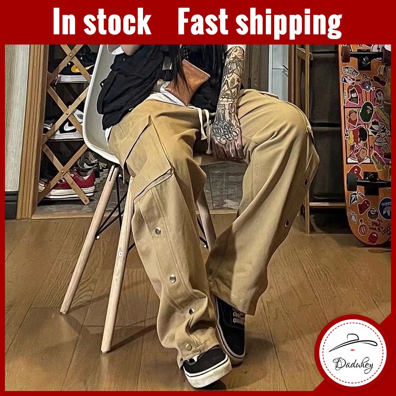 Quần ống rộng nhiều túi phong cách Hồng Kong