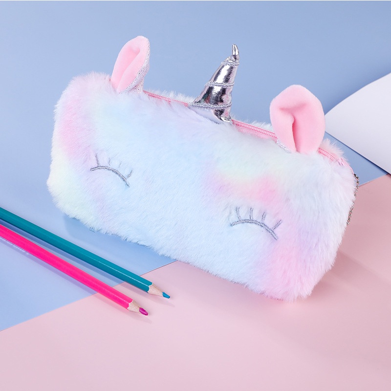 Túi Đựng Bút Bằng Lông Nhung Mềm Mại Dễ Thương Sắp Xếp Gọn Gàng Cho Bé