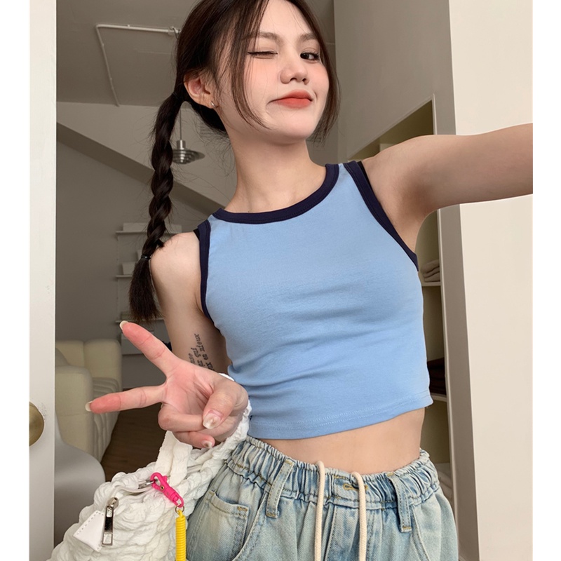 Áo Croptop Sát Nách Nhiều Màu Sắc Phong Cách Retro Thời Trang Cho Nữ