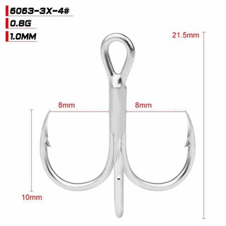 10 LƯỠI CÂU LURE BA TIÊU BKK 6063-3X-CP