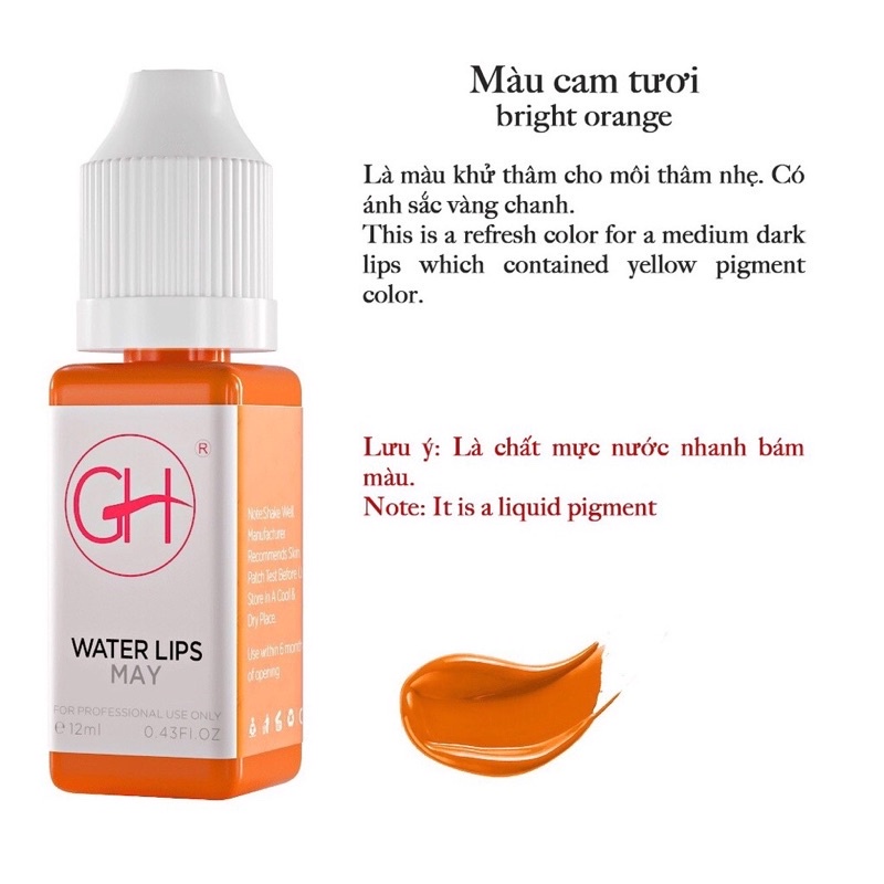 Mực phun môi GH cao cấp, mực môi bám màu đậm màu -12ml-Mẫu Mới