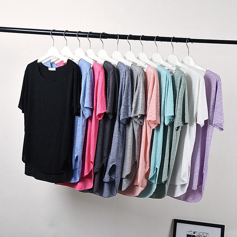 Áo Thun Trơn Tay Ngắn Dáng Rộng Vải Cotton Tre Thời Trang Xuân Hè 2020 Mới