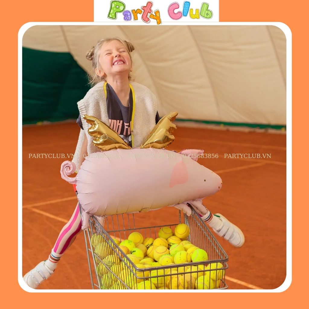 Bóng heo hồng 2 cánh trang trí sinh nhật