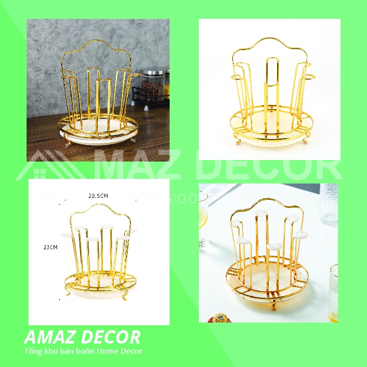 [SỈ] KHAY ÚP CỐC, ÚP LY HỢP KIM MẠ VÀNG KÈM KHAY CÓ ĐĨA HỨNG NƯỚC CAO CẤP SANG TRỌNG ĐẸP HÌNH VUÔNG HÌNH TRÒN