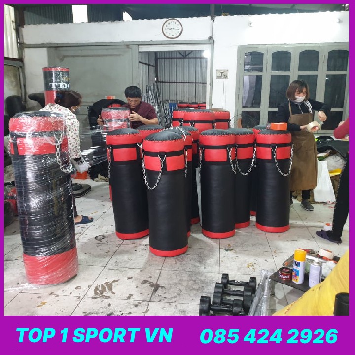 Bao cát đấm bốc boxing treo tường đã nhồi sẵn L=100CM, D=31CM, N=20KG tặng găng boxing + găng mma - Bảo hành 6 tháng