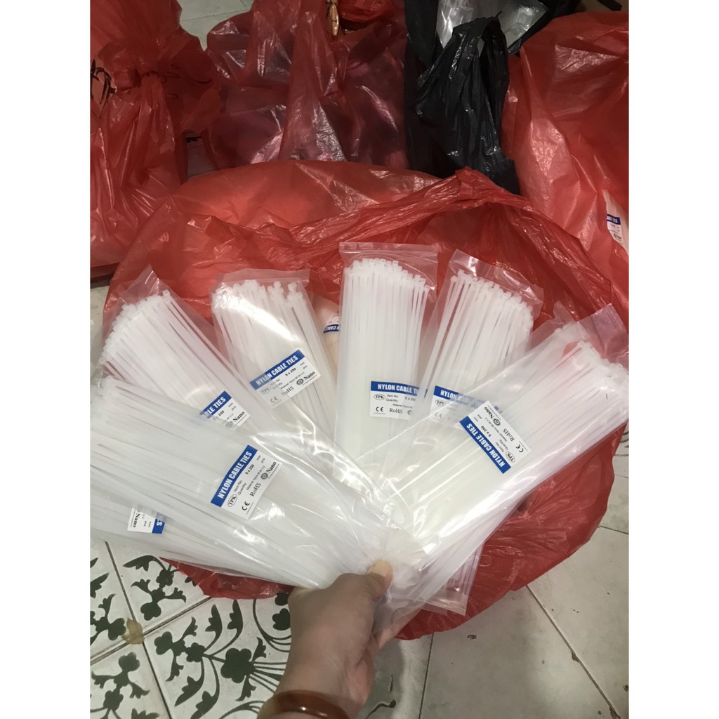 Dây rút nhựa trắng 5 x 250mm, Mua dây rút trắng lẻ giá sỉ