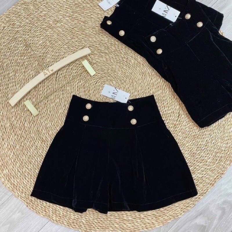 ⚡Quần short Nhung phồng cạp đính cúc hót