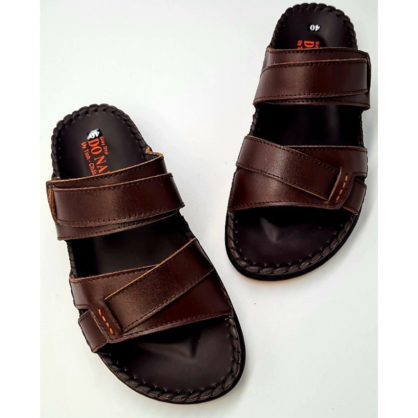 Dép da bò nam 100% da bò, dép quai ngang cao cấp mã KIN02 - shop kinson