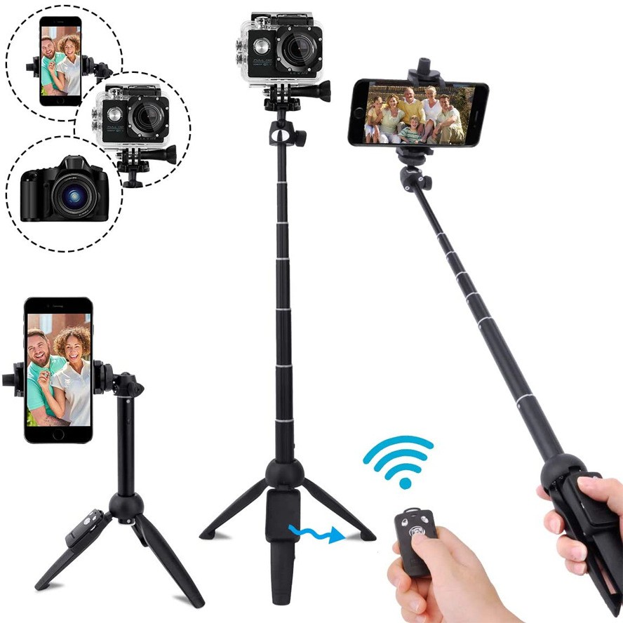 ۞✒┅Sản phẩm mới xuyên biên giới Gậy chụp ảnh selfie kép Amazon Yunteng 9928, chức năng mini, tích hợp Bluetooth chụp ảnh