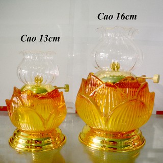 Đèn dầu hoa sen vàng thờ cúng bàn thờ