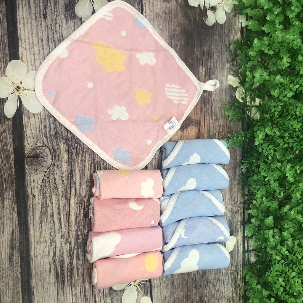 Sét 5 khăn mặt xô 6 lớp sợi tre Kiluta cho bé
