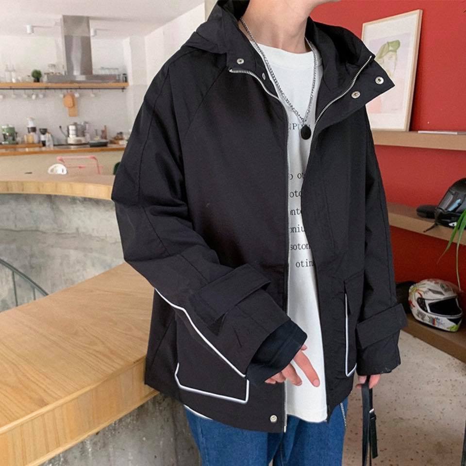Áo khoát dù 2 lớp viền túi hộp unisex nam nữ