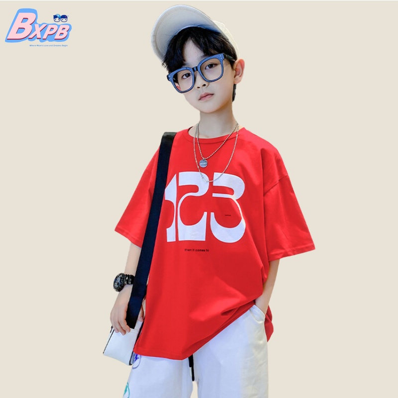 Áo thun BXPB tay ngắn cổ tròn in họa tiết thời trang mùa hè cho bé trai 3-15 tuổi tùy chọn màu sắc
